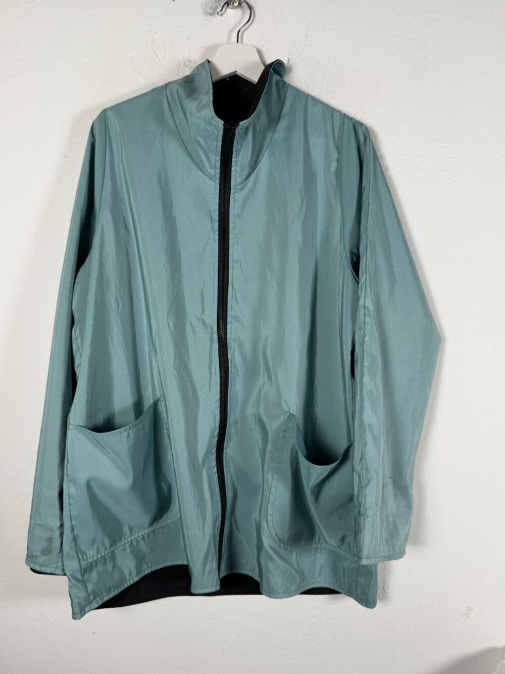 Maralyce Ferree Womens Reversible Lightweight Jacket Teal Black Medium Pockets